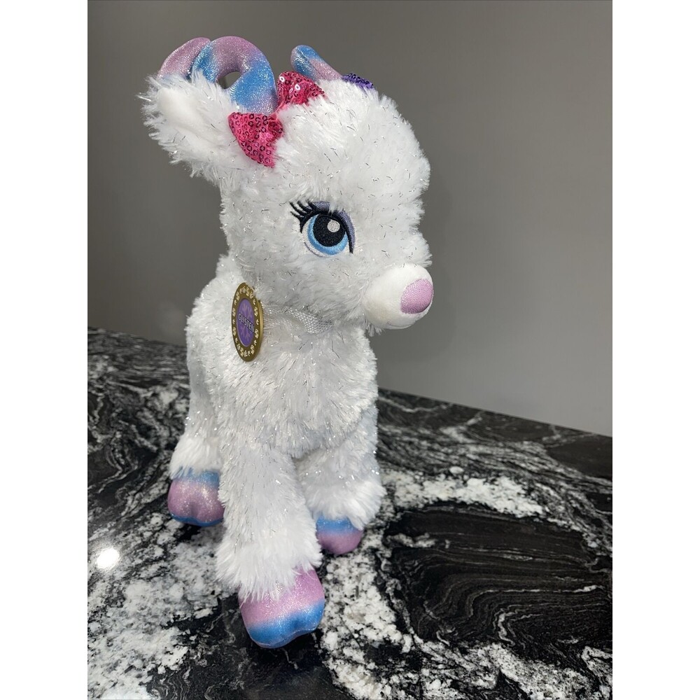 Build A Bear Glisten Reindeer Plush with Pink and Blue Swirl Antlers and Hooves